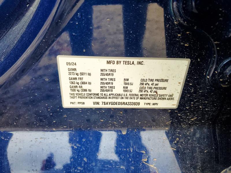 Продажа на аукционе авто 2024 Tesla Model Y, vin: 7SAYGDED5RA333939, номер лота: 47155046