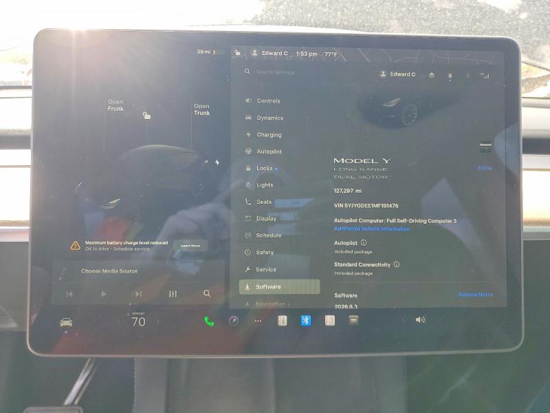 48905486 :رقم المزاد ، 5YJYGDEE1MF191476 vin ، 2021 Tesla Model Y مزاد بيع