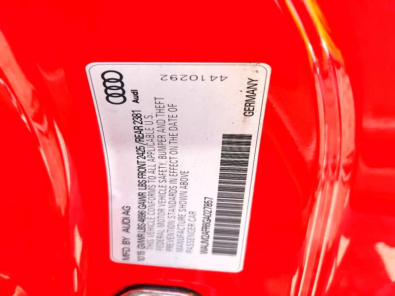 50698636 :رقم المزاد ، WAUM2AFR6GA027857 vin ، 2016 Audi A5 مزاد بيع