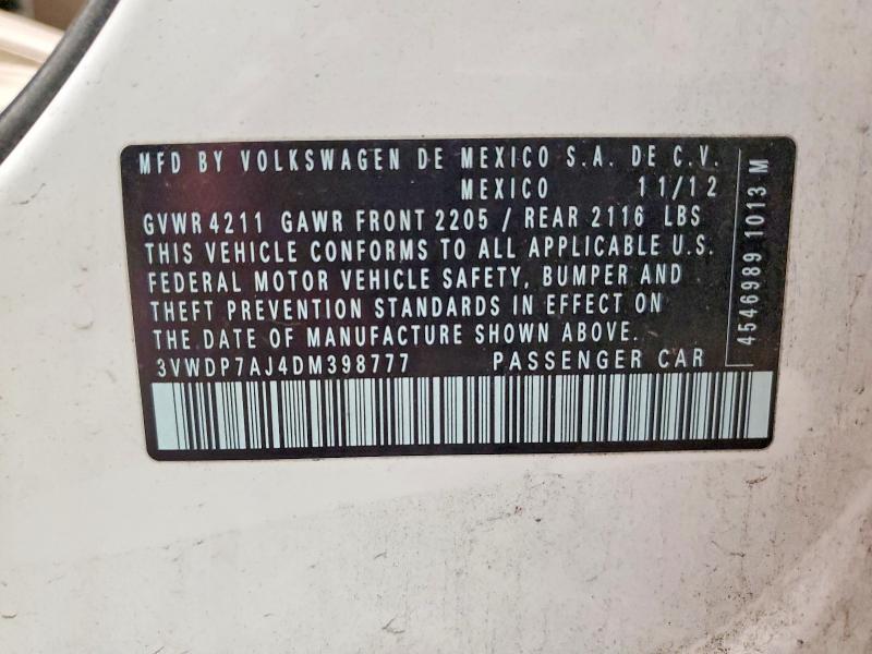 Aukcja sprzedaży 2013 Volkswagen Jetta, vin: 3VWDP7AJ4DM398777, numer aukcji: 51601346