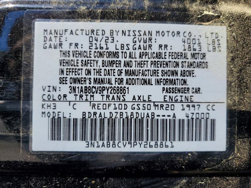 2023 Nissan Sentra მანქანა იყიდება აუქციონზე, vin: 3N1AB8CV9PY268861, აუქციონის ნომერი: 49137426
