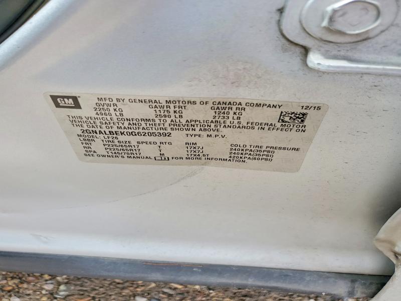 Продажа на аукционе авто 2016 Chevrolet Equinox, vin: 2GNALBEK0G6205392, номер лота: 49795746