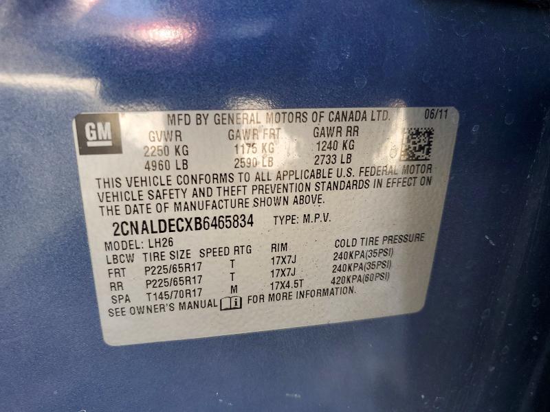 Aukcja sprzedaży 2011 Chevrolet Equinox, vin: 2CNALDECXB6465834, numer aukcji: 49491366