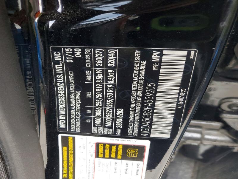 Aukcja sprzedaży 2015 Mercedes-benz Ml, vin: 4JGDA5GB2FA539205, numer aukcji: 51551706