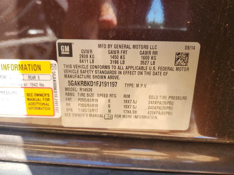 Aukcja sprzedaży 2015 Buick Enclave, vin: 5GAKRBKD1FJ191197, numer aukcji: 49603216