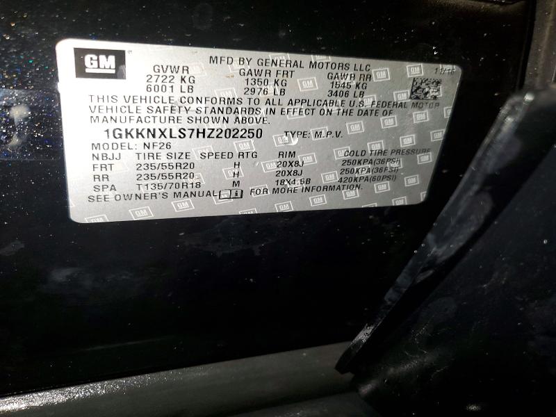 Aukcja sprzedaży 2017 Gmc Acadia, vin: 1GKKNXLS7HZ202250, numer aukcji: 49576076