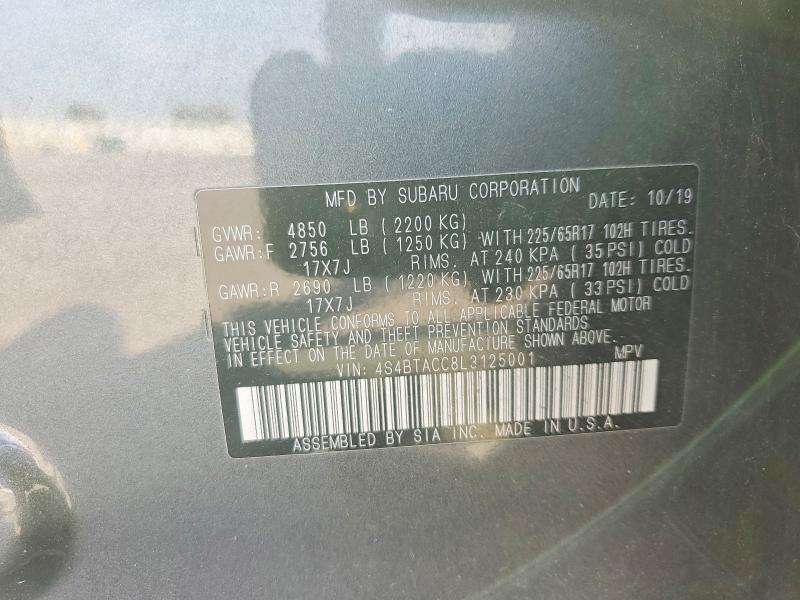2020 Subaru Outback მანქანა იყიდება აუქციონზე, vin: 4S4BTACC8L3125001, აუქციონის ნომერი: 49794066