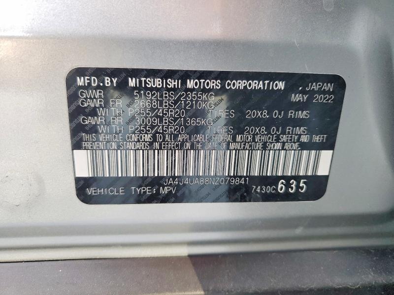 Aukcja sprzedaży 2022 Mitsubishi Outlander, vin: JA4J4UA88NZ079841, numer aukcji: 50409926