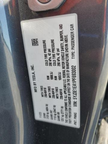 2023 Tesla Model 3 მანქანა იყიდება აუქციონზე, vin: 5YJ3E1EA1PF693002, აუქციონის ნომერი: 49959306