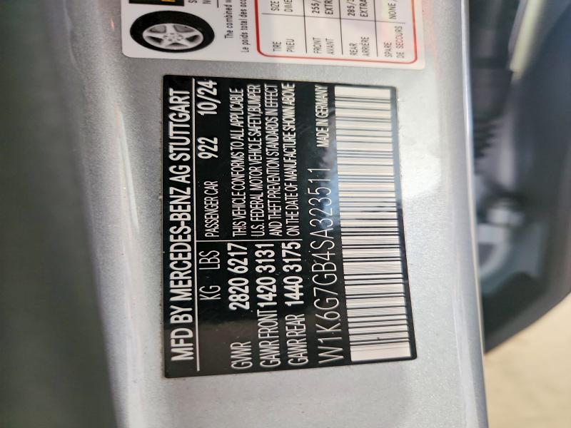 Aukcja sprzedaży 2025 Mercedes-benz S, vin: W1K6G7GB4SA323511, numer aukcji: 51691546