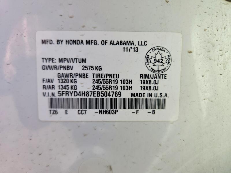 Aukcja sprzedaży 2014 Acura Mdx, vin: 5FRYD4H87EB504769, numer aukcji: 48531376