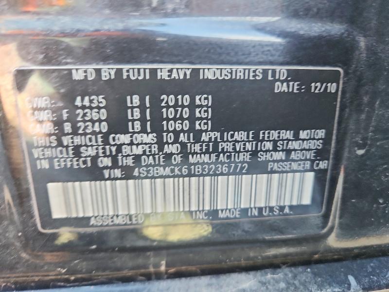 Aukcja sprzedaży 2011 Subaru Legacy, vin: 4S3BMCK61B3236772, numer aukcji: 49263866