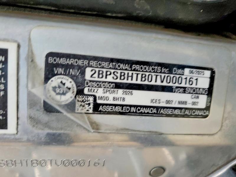Aukcja sprzedaży 2026 Ski Mxz600, vin: 2BPSBHTB0TV000161, numer aukcji: 49432426
