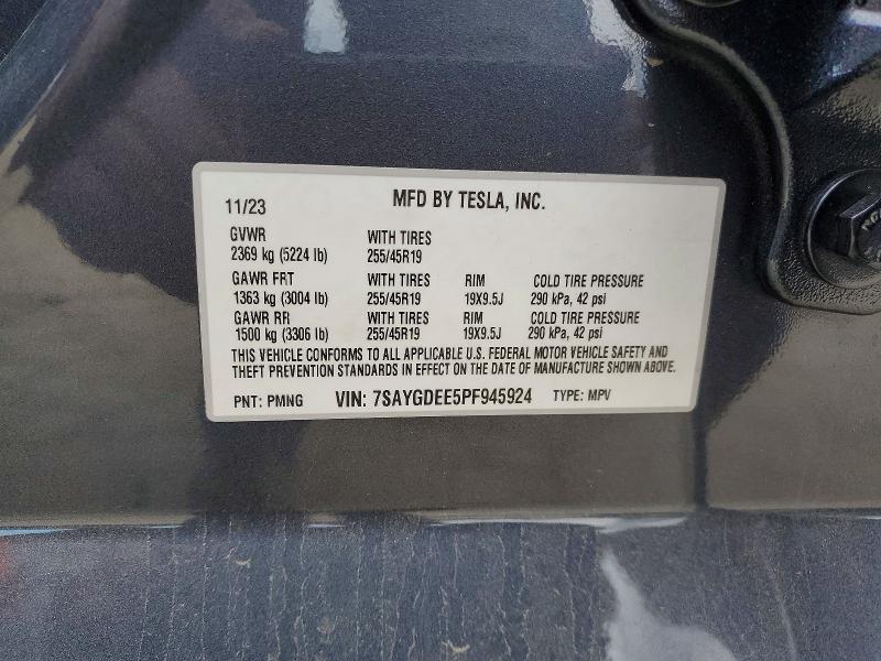 2023 Tesla Model Y მანქანა იყიდება აუქციონზე, vin: 7SAYGDEE5PF945924, აუქციონის ნომერი: 49618856