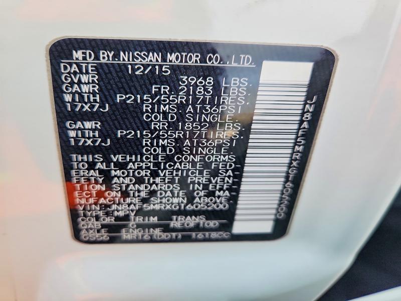 Aukcja sprzedaży 2016 Nissan Juke, vin: JN8AF5MRXGT605200, numer aukcji: 50619096
