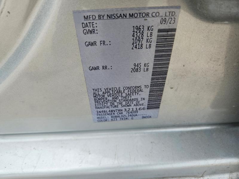 2024 Nissan Altima მანქანა იყიდება აუქციონზე, vin: 1N4BL4BV7RN321166, აუქციონის ნომერი: 49871886