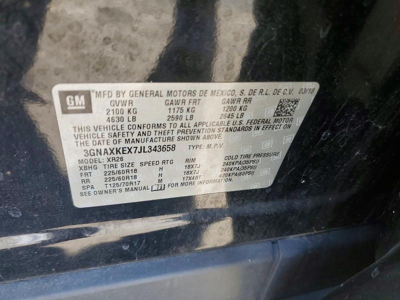 Продажа на аукционе авто 2018 Chevrolet Equinox, vin: 3GNAXKEX7JL343658, номер лота: 50993186