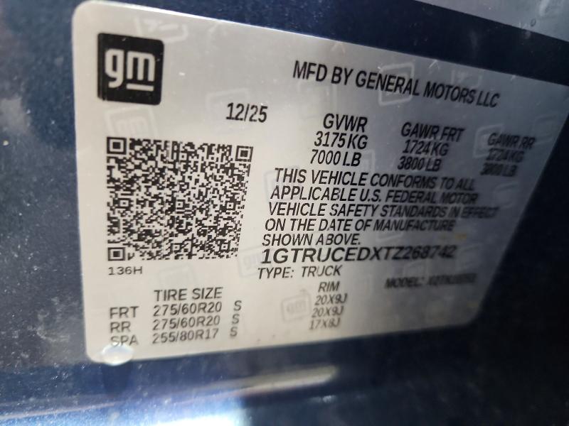 Продаж на аукціоні авто 2026 Gmc Sierra, vin: 1GTRUCEDXTZ268742, номер лоту: 50239866