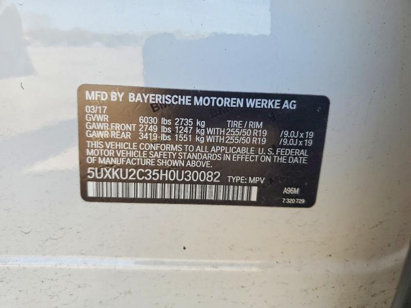 Продаж на аукціоні авто 2017 Bmw X6, vin: 5UXKU2C35H0U30082, номер лоту: 48903666