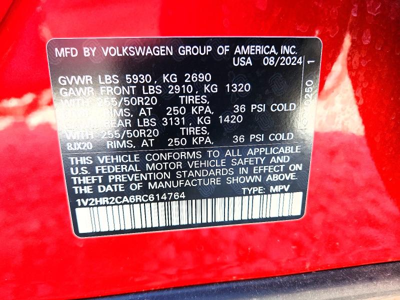 49105646 :رقم المزاد ، 1V2HR2CA6RC614764 vin ، 2024 Volkswagen Atlas مزاد بيع