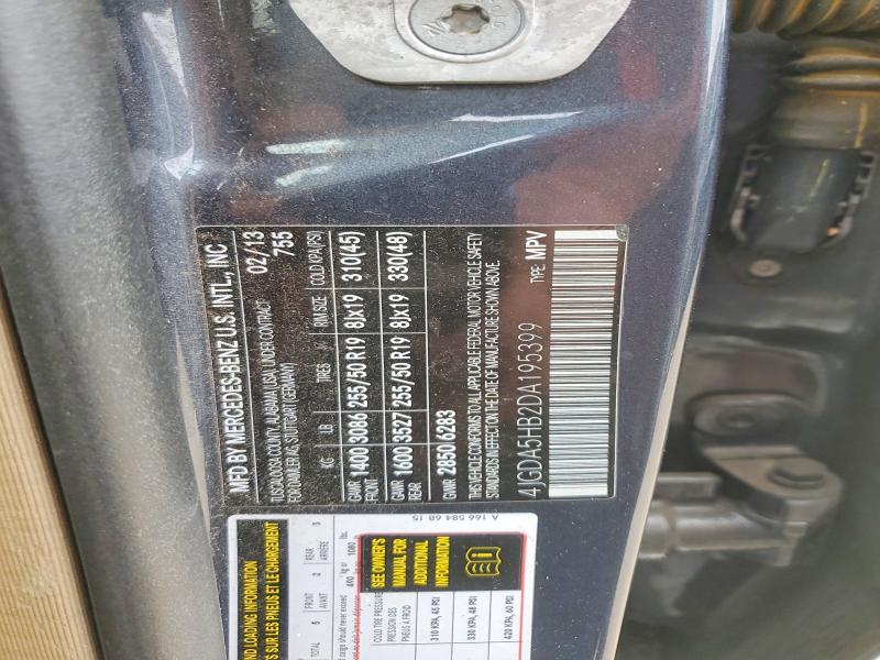 Продажа на аукционе авто 2013 Mercedes-benz Ml, vin: 4JGDA5HB2DA195399, номер лота: 51183606