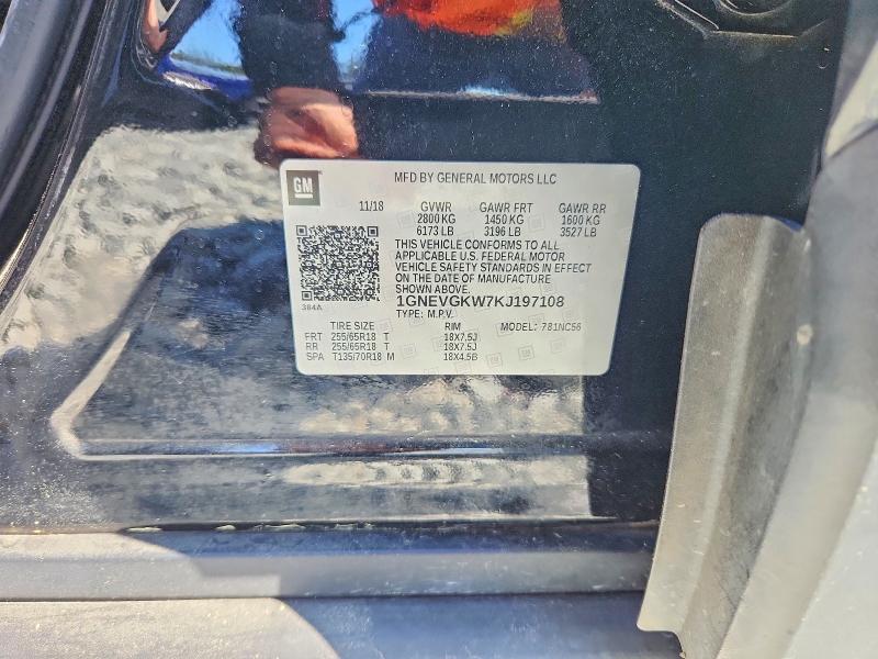 Aukcja sprzedaży 2019 Chevrolet Traverse, vin: 1GNEVGKW7KJ197108, numer aukcji: 50045656