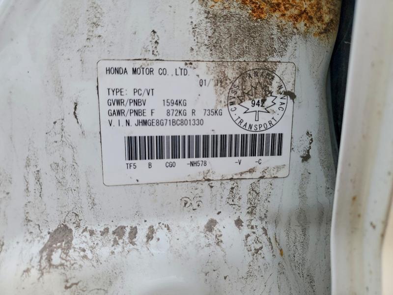Aukcja sprzedaży 2011 Honda Fit, vin: JHMGE8G71BC801330, numer aukcji: 48465666