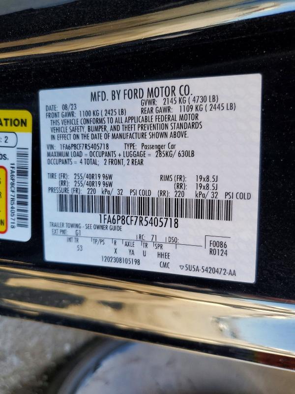 Продаж на аукціоні авто 2024 Ford Mustang, vin: 1FA6P8CF7R5405718, номер лоту: 48620076