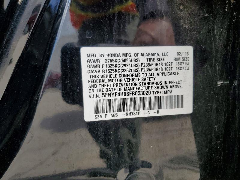Продаж на аукціоні авто 2015 Honda Pilot, vin: 5FNYF4H98FB053020, номер лоту: 51181746