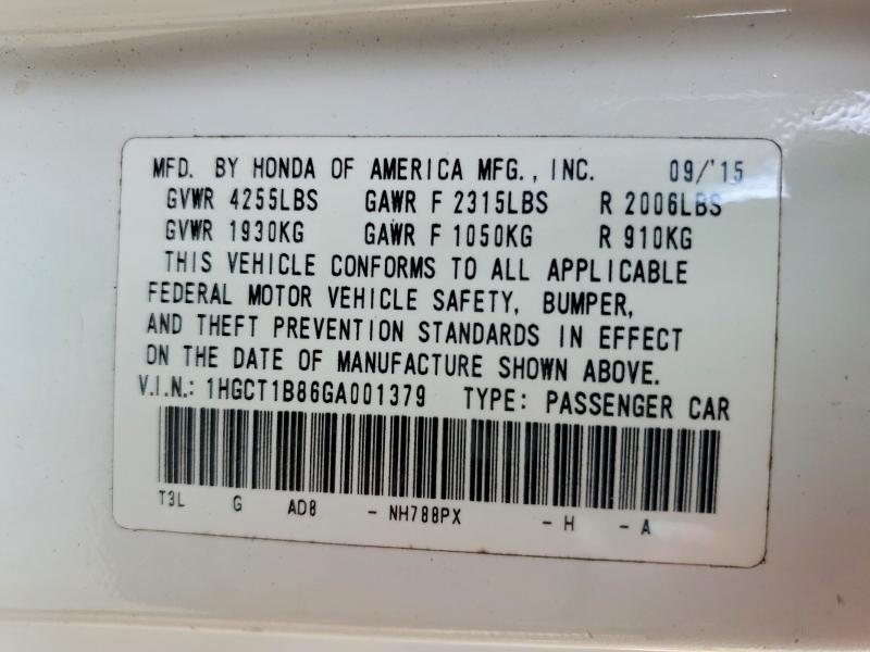 Продаж на аукціоні авто 2016 Honda Accord, vin: 1HGCT1B86GA001379, номер лоту: 49147306