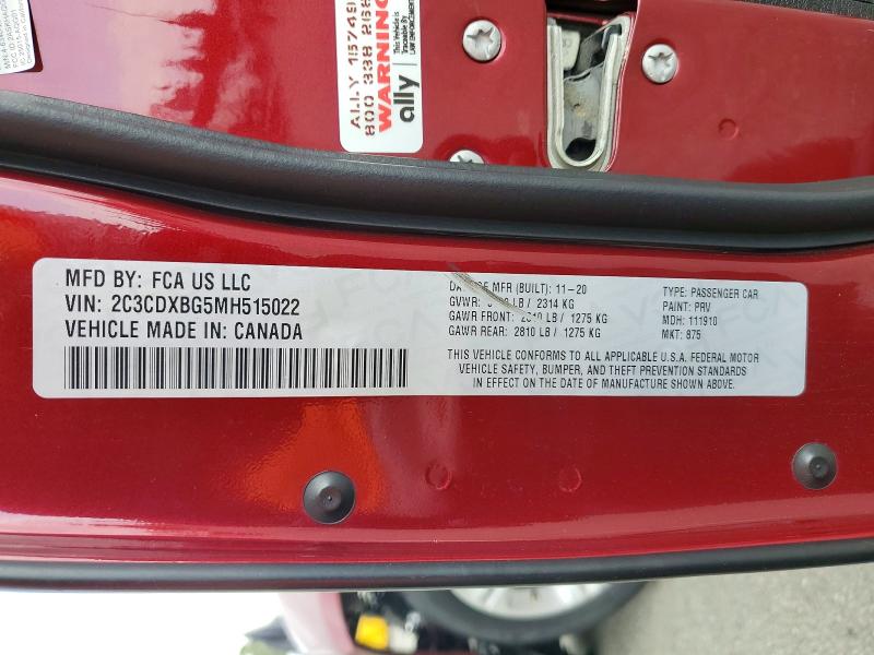 2021 Dodge Charger მანქანა იყიდება აუქციონზე, vin: 2C3CDXBG5MH515022, აუქციონის ნომერი: 48881176