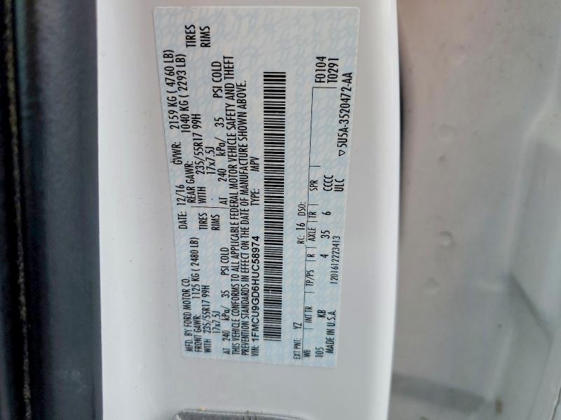 48835176 :رقم المزاد ، 1FMCU9GD6HUC58974 vin ، 2017 Ford Escape مزاد بيع