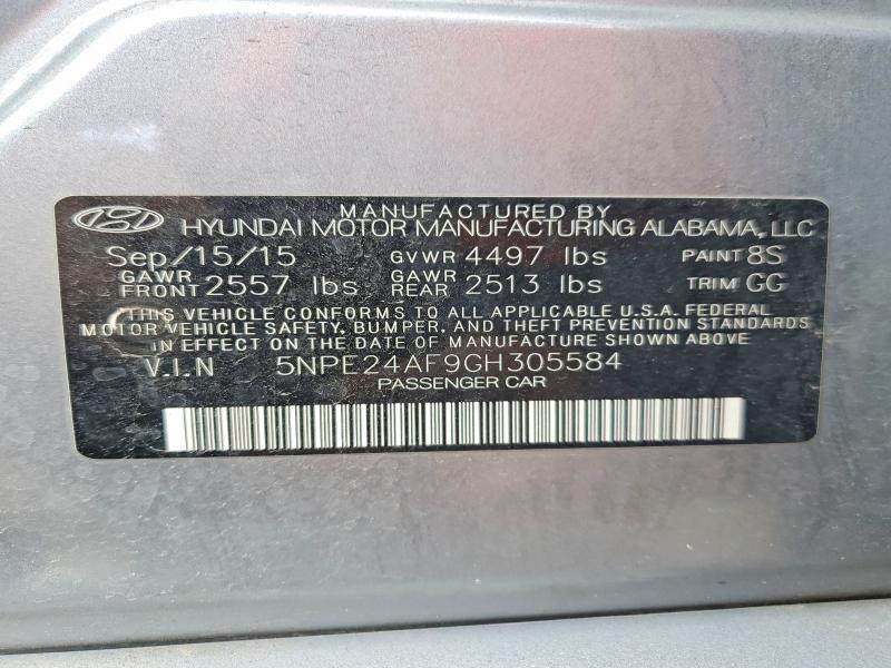Auction sale of the 2016 Hyundai Sonata, vin: 5NPE24AF9GH305584, lot number: 51755046