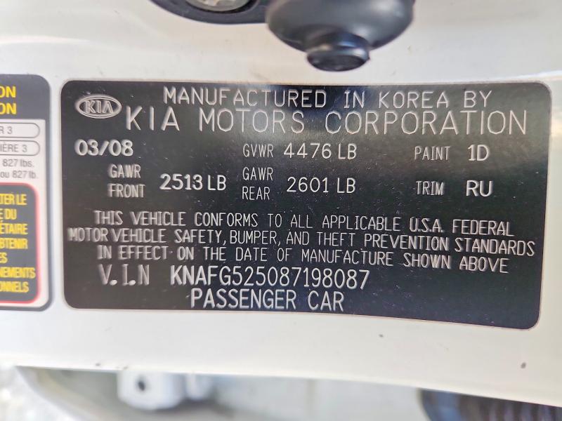 49340046 :رقم المزاد ، KNAFG525087198087 vin ، 2008 Kia Rondo مزاد بيع
