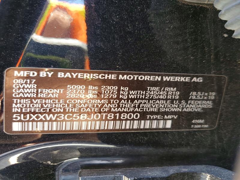 Aukcja sprzedaży 2018 Bmw X4, vin: 5UXXW3C58J0T81800, numer aukcji: 49782346