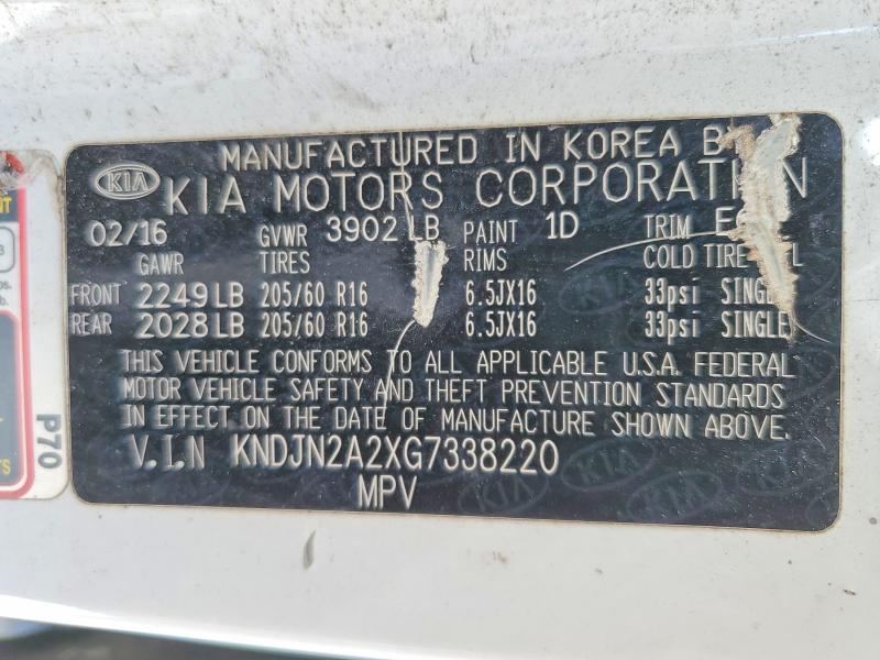 Aukcja sprzedaży 2016 Kia Soul, vin: KNDJN2A2XG7338220, numer aukcji: 48402626
