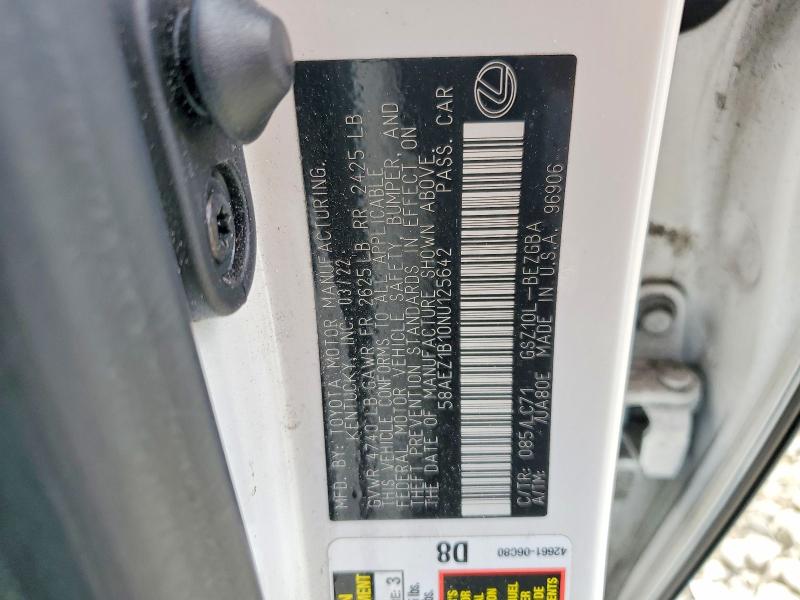 Продаж на аукціоні авто 2022 Lexus Es 350, vin: 58AEZ1B10NU125642, номер лоту: 50243246