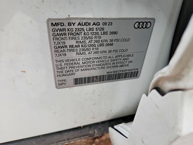 2024 Audi Q3 მანქანა იყიდება აუქციონზე, vin: WA1EECF3XR1037374, აუქციონის ნომერი: 51547776
