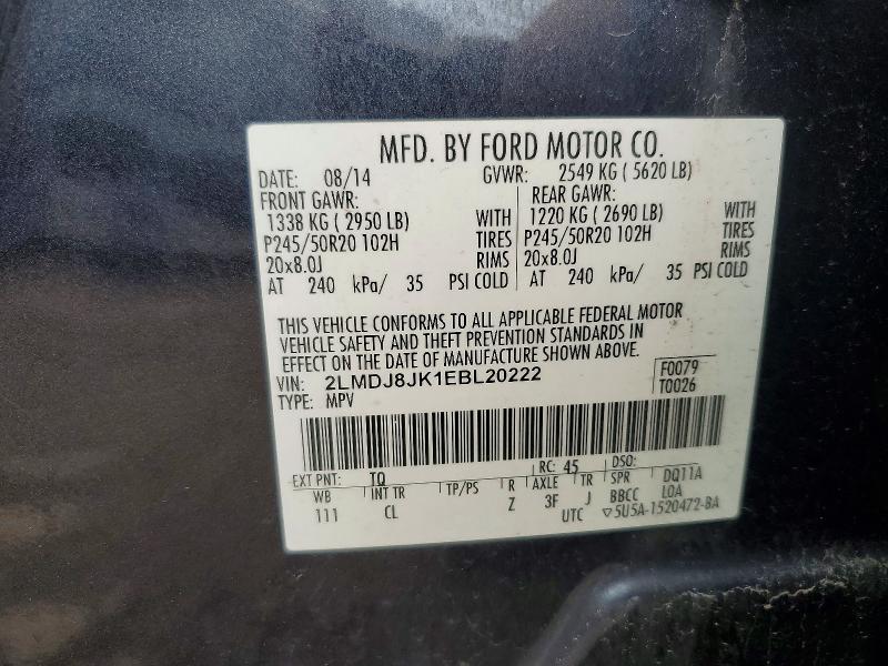 Auction sale of the 2014 Lincoln Mkx, vin: 2LMDJ8JK1EBL20222, lot number: 49494936
