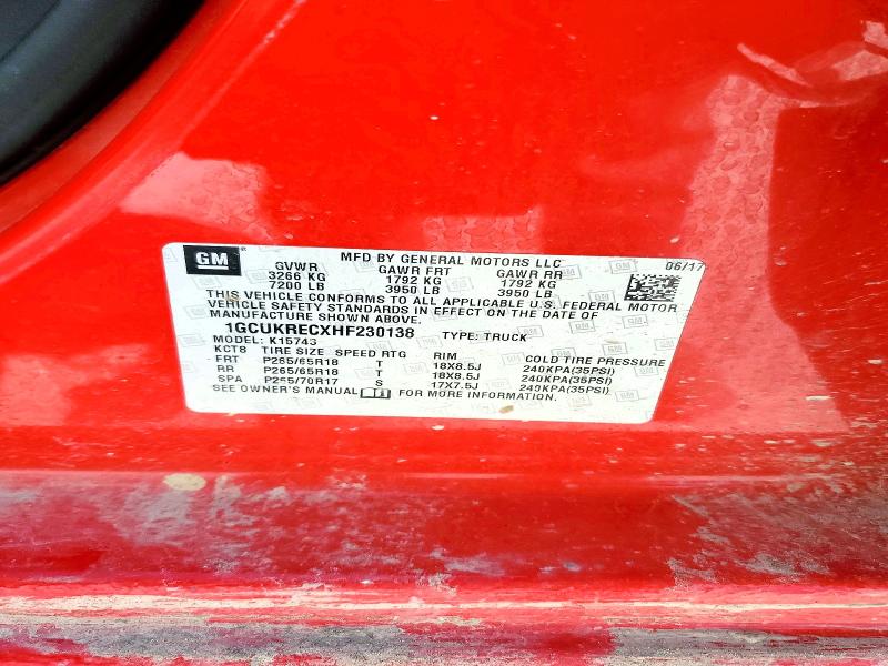 Продажа на аукционе авто 2017 Chevrolet Silverado, vin: 1GCUKRECXHF230138, номер лота: 50732516
