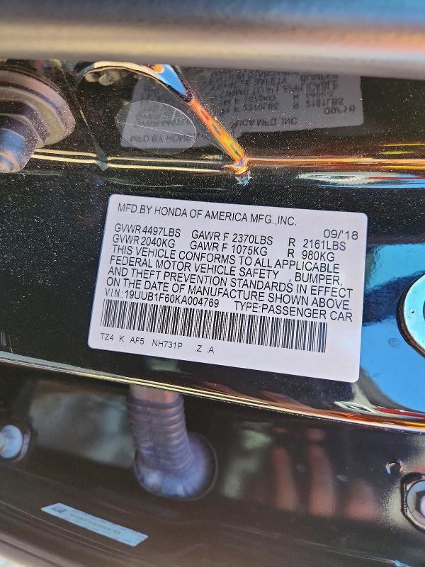 49485836 :رقم المزاد ، 19UUB1F60KA004769 vin ، 2019 Acura Tlx مزاد بيع