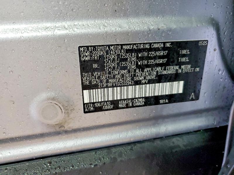 Aukcja sprzedaży 2025 Toyota Rav4, vin: 2T3P1RFV1SC532943, numer aukcji: 48409786