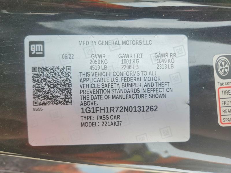 Продаж на аукціоні авто 2022 Chevrolet Camaro, vin: 1G1FH1R72N0131262, номер лоту: 49837686