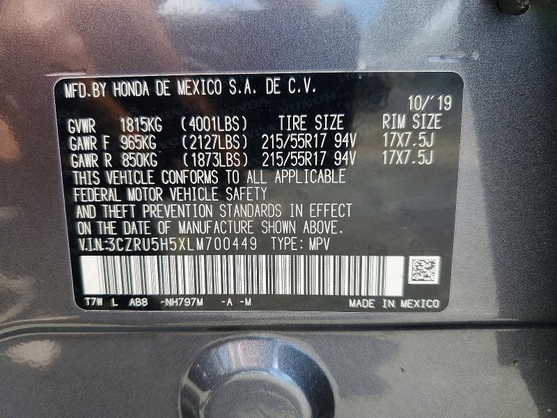 Aukcja sprzedaży 2020 Honda Hr-v, vin: 3CZRU5H5XLM700449, numer aukcji: 51708666