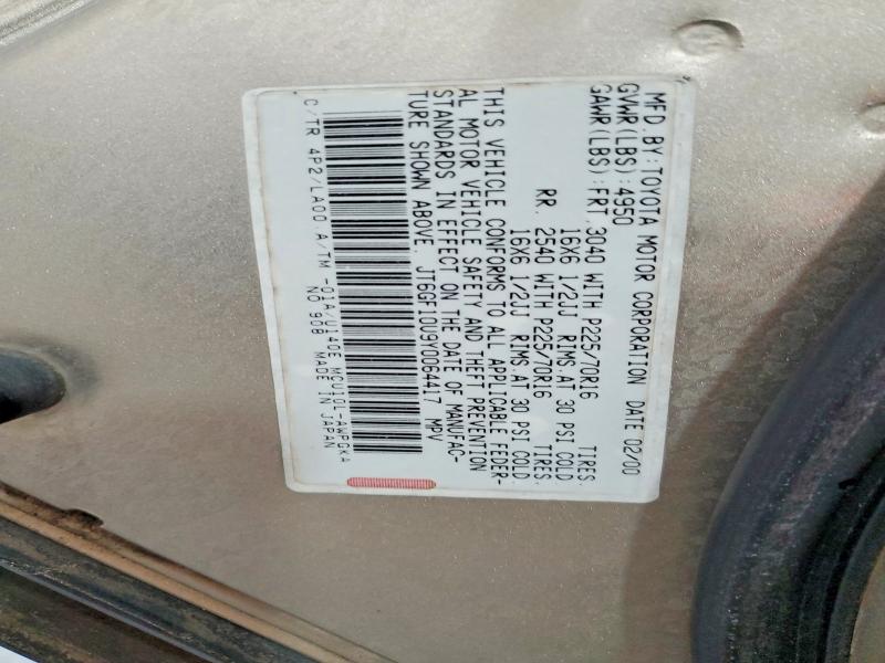 50932556 :رقم المزاد ، JT6GF10U9Y0064417 vin ، 2000 Lexus Rx مزاد بيع