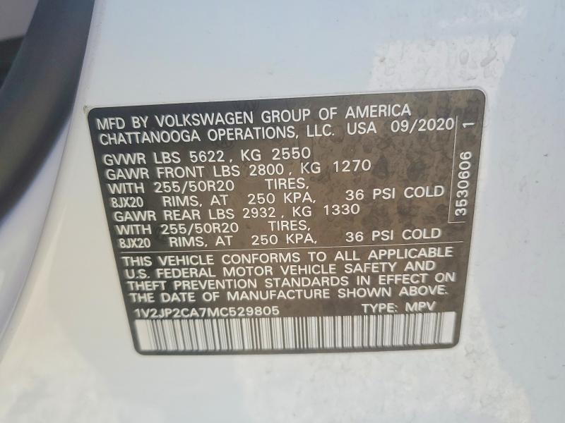 Aukcja sprzedaży 2021 Volkswagen Atlas, vin: 1V2JP2CA7MC529805, numer aukcji: 49055136