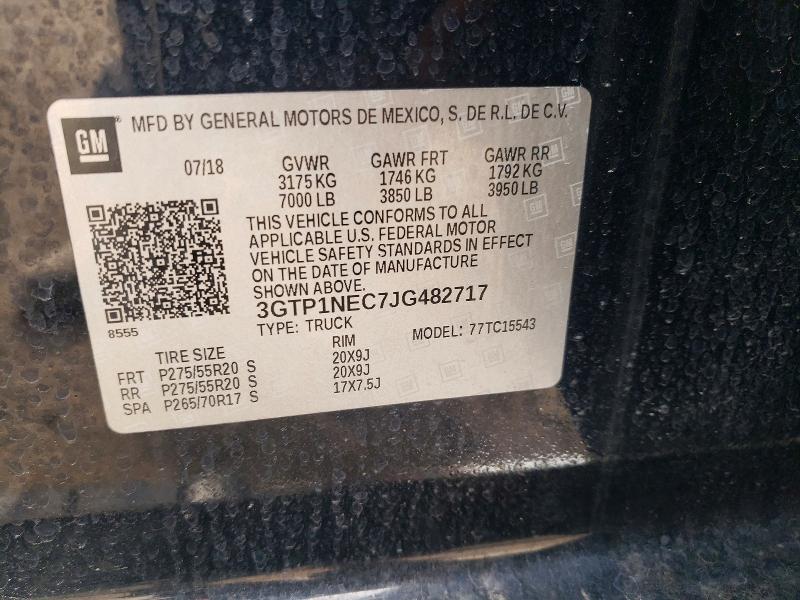 Aukcja sprzedaży 2018 Gmc Sierra, vin: 3GTP1NEC7JG482717, numer aukcji: 50615636