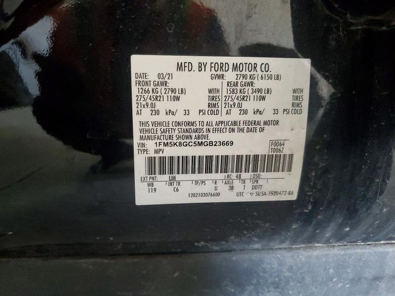 Aukcja sprzedaży 2021 Ford Explorer, vin: 1FM5K8GC5MGB23669, numer aukcji: 49587186
