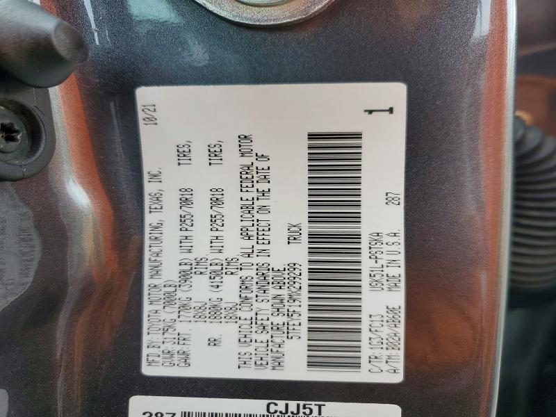 Aukcja sprzedaży 2021 Toyota Tundra, vin: 5TFEY5F19MX299299, numer aukcji: 51656196