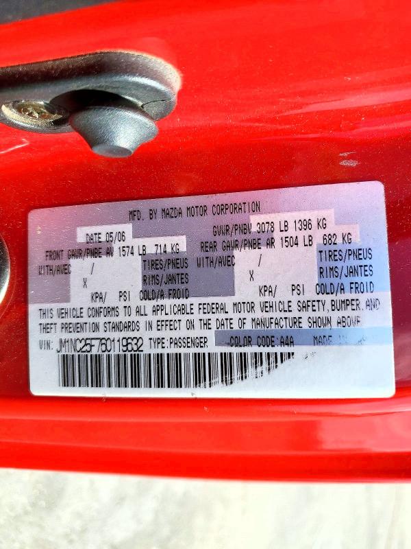 Aukcja sprzedaży 2006 Mazda Mx-5 Miata, vin: JM1NC25F760119632, numer aukcji: 51849966